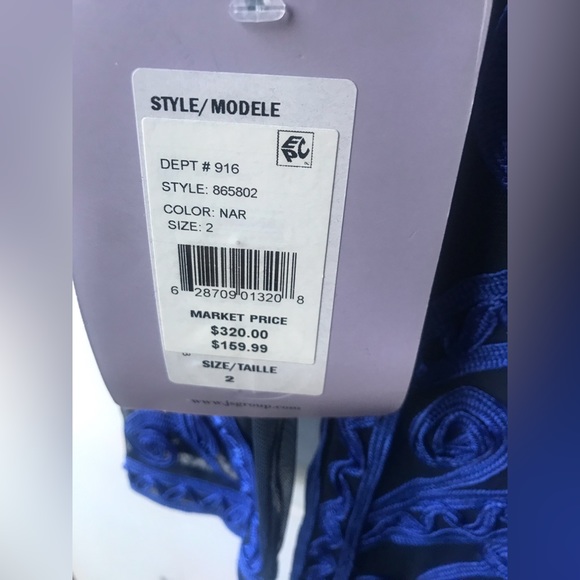 NWT $320 JS Collections stunning blue dress sheer sleeves  size 2 - Picture 5 of 9